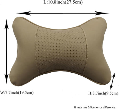 2 Packs Car Neck Pillows, Dual-Side PU Leather Car Headrest with Fiber Filling, Universal Soft Neck Support Pillow for Car, Home & Office (Black)