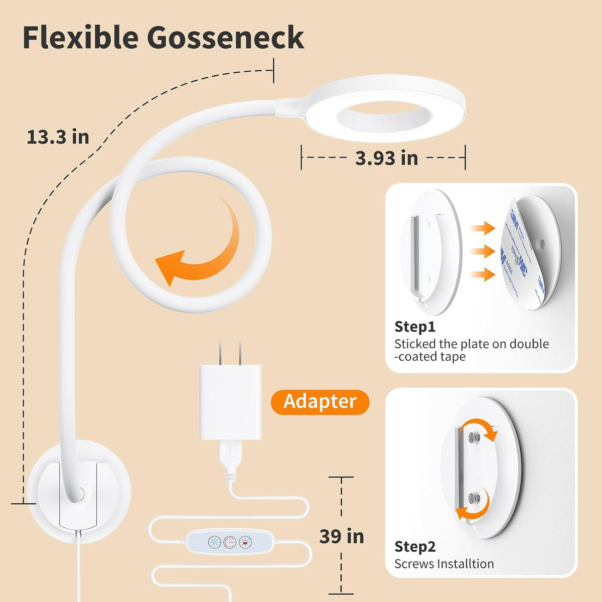 LED Neck Reading Light, Bendable Rechargeable Book Light 110-hr Lasting