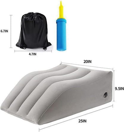Inflatable Leg Elevation Pillow for After Surgery, Portable Wedge with Adjustable Height, Flocked Surface, for Sleeping, Travel, and Home Use