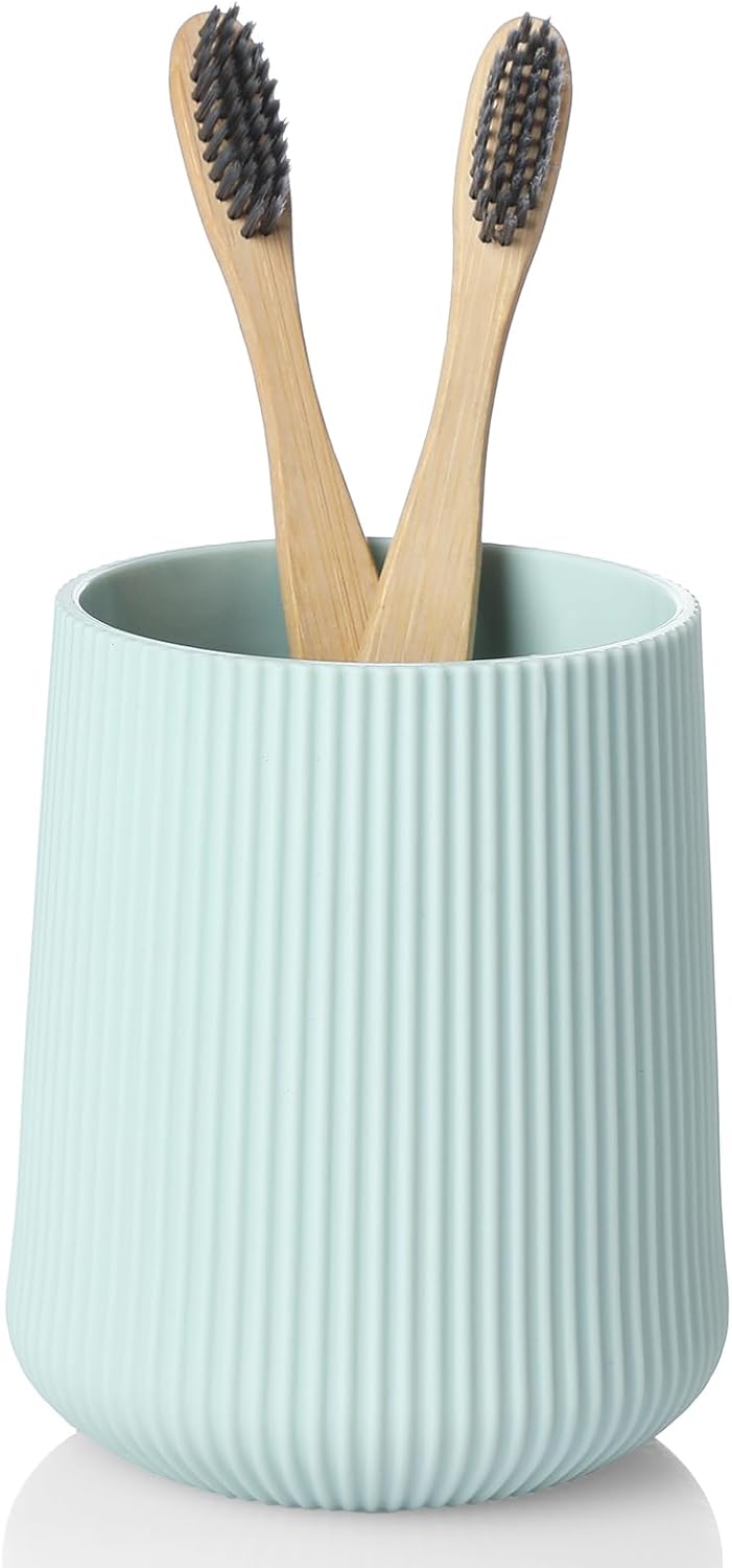 YAUKPH Black Striped Toothbrush Holder | for Electric Toothbrushes Bathroom Organizer Cup for Toothpaste Kids & Adults