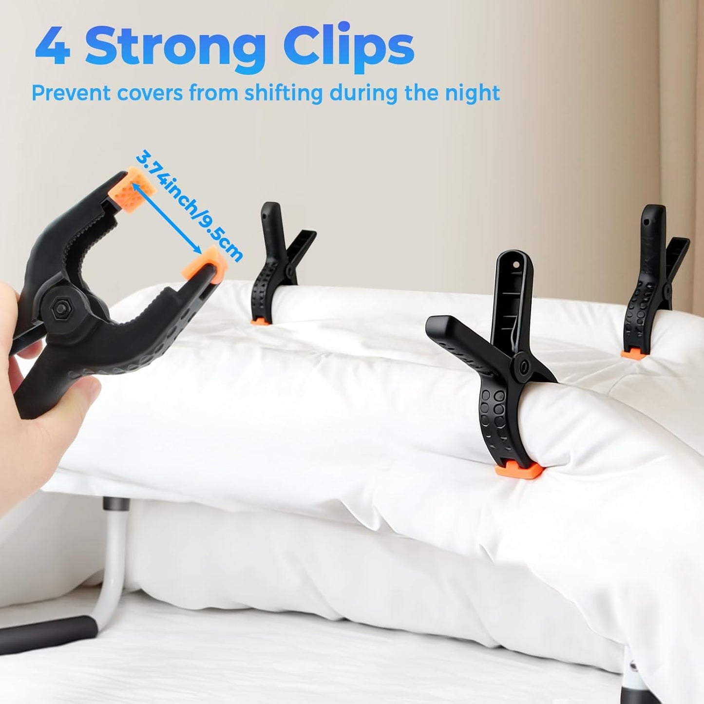 Blanket Lifter for Feet, Height Adjustable Non-Slip Blanket Lifters for Foot of Bed, Aluminum Alloy Blanket Support for Foot Knee Toes Leg Ankle Post Surgery Recovery, 4 Clips Included