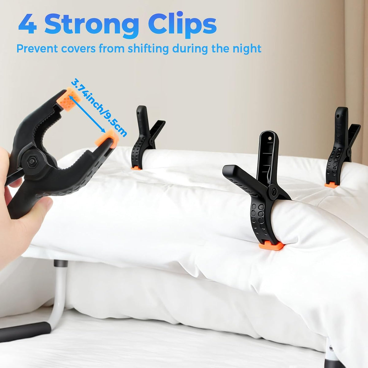 Blanket Lifter for Feet, Height Adjustable Non-Slip Blanket Lifters for Foot of Bed, Aluminum Alloy Blanket Support for Foot Knee Toes Leg Ankle Post Surgery Recovery, 4 Clips Included