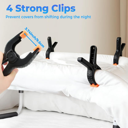 Blanket Lifter for Feet, Height Adjustable Non-Slip Blanket Lifters for Foot of Bed, Aluminum Alloy Blanket Support for Foot Knee Toes Leg Ankle Post Surgery Recovery, 4 Clips Included