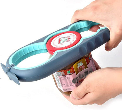 Jar Opener for Seniors with Arthritis,Jar Opener for Weak Hands,5-in-1 Bottle Opener,4-in-1 Can Opener (A-Blue)