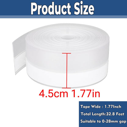 Silicone Weather Stripping Seal Door Tape 16.5 Feet Strip Bottom Draft Insulation Stopper Weatherproof Soundproof for Door Frame or Window Bathroom Shower Glass Gaps