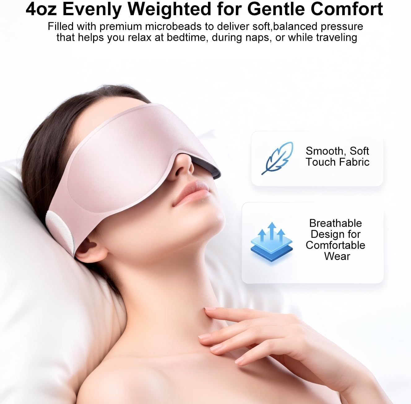 FACEMOON 3D Blackout Weighted Eye Mask for Sleep, Airplane Travel Essential | Long flights, road trips, gentle weighted comfort, deep cups, lash-friendly, adjustable strap, daytime naps for men & women
