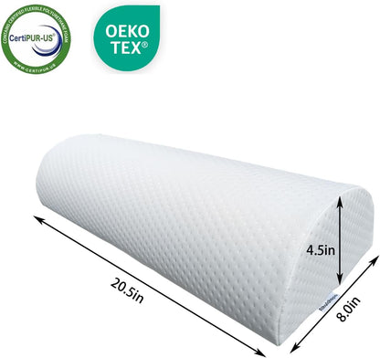 2 Pack Half Moon Bolster Pillow for Legs, Knees, Lower Back.Semi Roll Round Pillow for Ankle and Foot Comfort, Head Neck Spine Hip Pain Relief,Machine Washable Cover