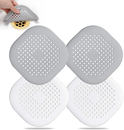 Bovinde Hair Drain Catcher,Square Cover for Shower 2 Pack (Black) | Drainer Cover Silicone Hair Stopper with Suction Cups,Protector Accessories,Easy to Install Suit for Bathroom,Bathtub,Sink