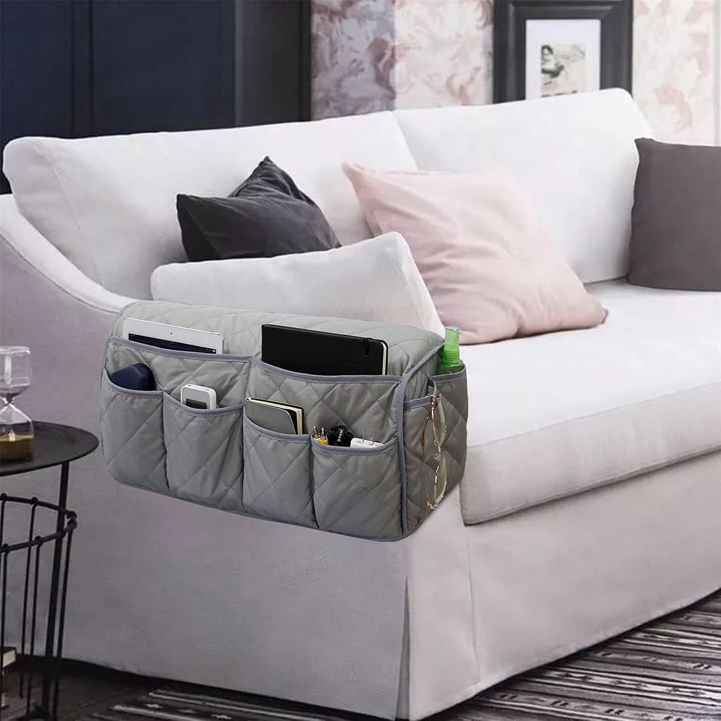 Armchair Caddy for Recliner - Sofa Armrest Organizer with 14 Pockets | Waterproof Remote Control Holder for Recliner, Non-Slip Chair Arm Storage for TV Remote, Phone, Books, Magazine, iPad