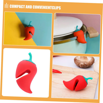 4Pcs Chili Silicone Pot Lid Lifter Heat Resistant Spill Stopper Kitchen Gadget for Preventing Boil Overs and Enhancing Air Circulation