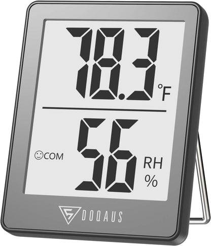 DOQAUS Digital Hygrometer Indoor Thermometer Humidity Meter, Black | Mini Room Thermometer, 5s Fast Refresh, Accurate Temperature and Humidity Monitor for House, Baby Room, Greenhouse, Incubator