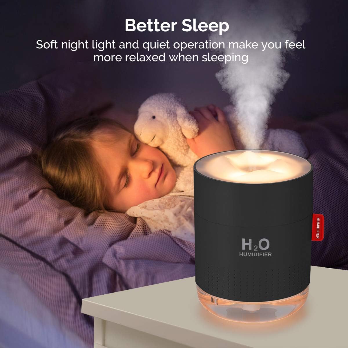 Portable Mini Humidifier, 500ml Small Humidifier for Bedroom Travel, White | USB Personal Cool Mist Humidifier for Baby Room Office Desk Home Plants, Auto Shut-Off, 2 Mist Modes, Super Quiet