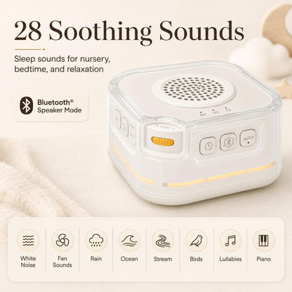White Noise Machine for Baby Sleep, Bluetooth Speaker for Nursery Travel