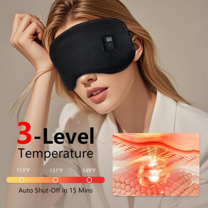 Rechargeable Heated Eye Mask for Sleeping - Soft 100% Mulberry Silk Sleep Mask for Women & Men, Portable Electric Heat Therapy for Dry Eyes, Headache, Puffy Eyes (Charcoal Black)