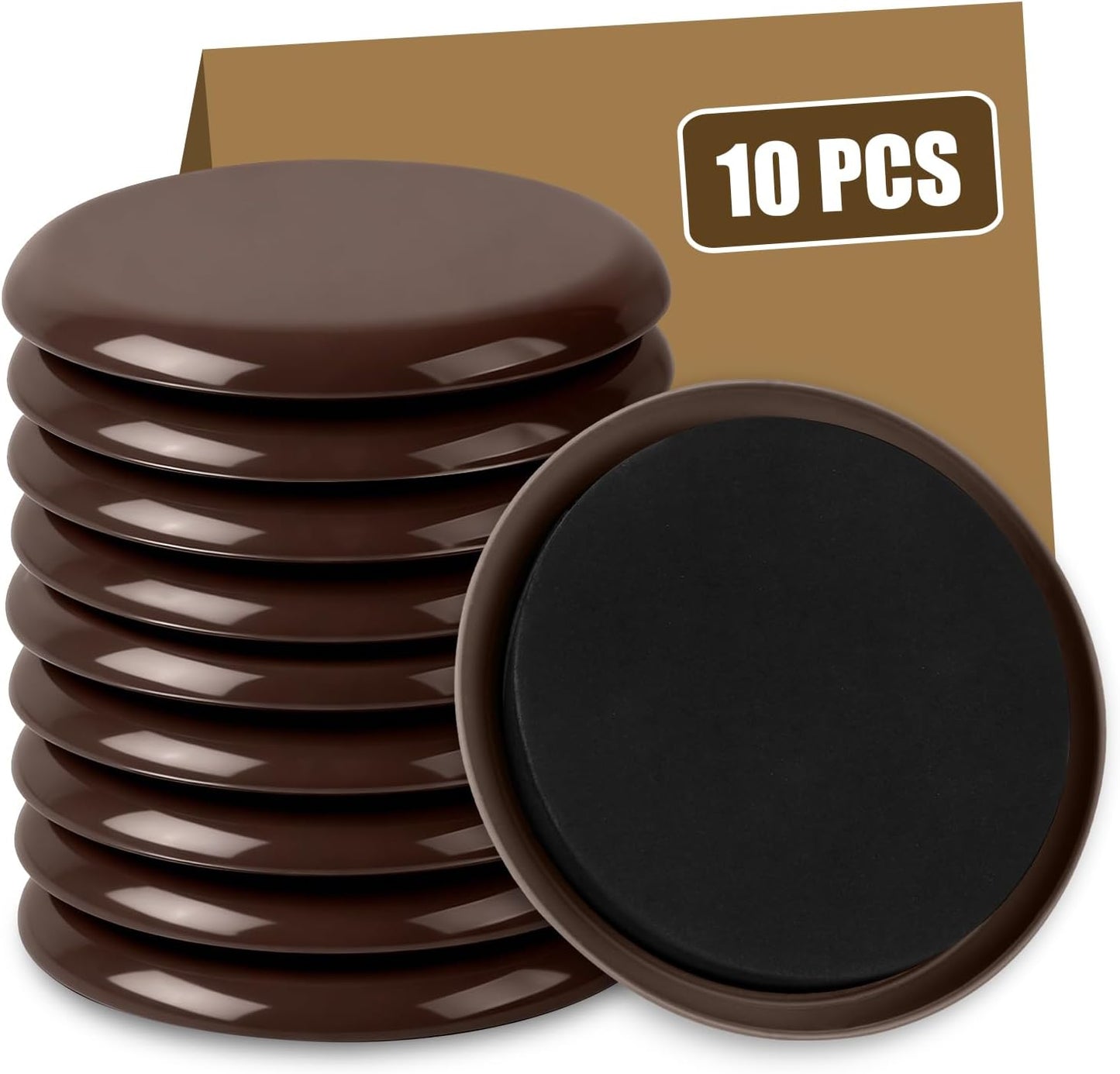 10PCS Furniture Sliders, 3 1/2" Furniture Sliders for Hardwood Floors, Reusable for Carpet, Heavy Duty Furniture Movers Sliders, Carpet, Floor Protectors (Beige)