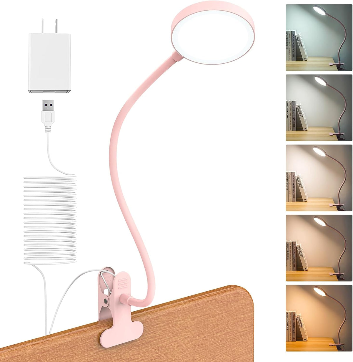 LiFMIRA Bed Lamp Clip on Light 8W 66 LED Reading Light for Bed White