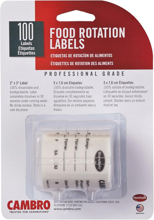 Cambro Store Safe Dissolvable Food Labels (11-0004) Category: Stickers and Seals