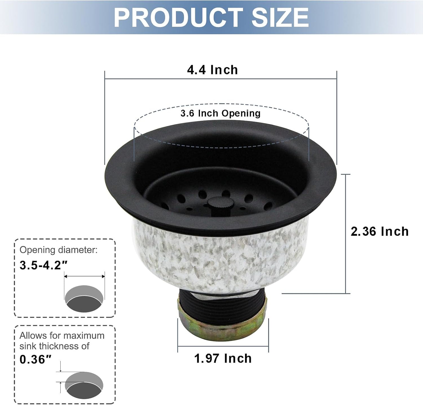 ZM Kitchen Sink Basket Strainer with Stopper, 3-1/2” Drain