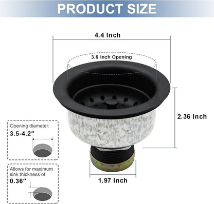 ZM Kitchen Sink Basket Strainer with Stopper, 3-1/2” Drain