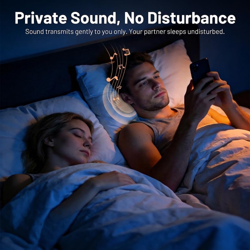 Pillow Speaker for Sleeping, Ultra-Thin Portable Bluetooth 6.0 Orange | Sleep Speaker Under Pillow, Timer, Private Sound Ear Friendly Speaker for Bed, Not Disturb Partner for Side Sleepers Travel
