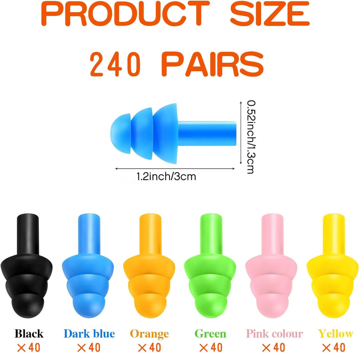 240 Pairs Soft Reusable Silicone Ear Plugs for Sleep and Swimming