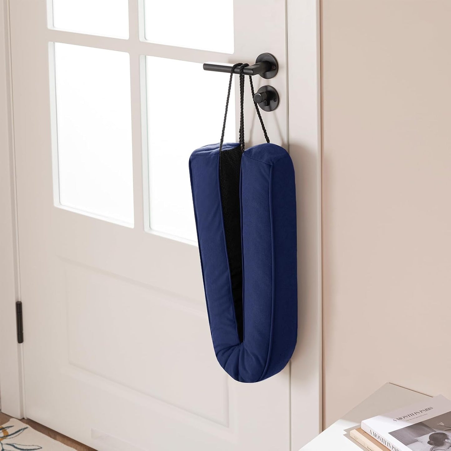 Door Draft Stopper with Removable Washable Cover, 38", Black | Weighted Gap Filler, Blocks Hot and Cold Air, All-Season Seal, Easy Install, Noise & Wind Blocker, Home Essentials