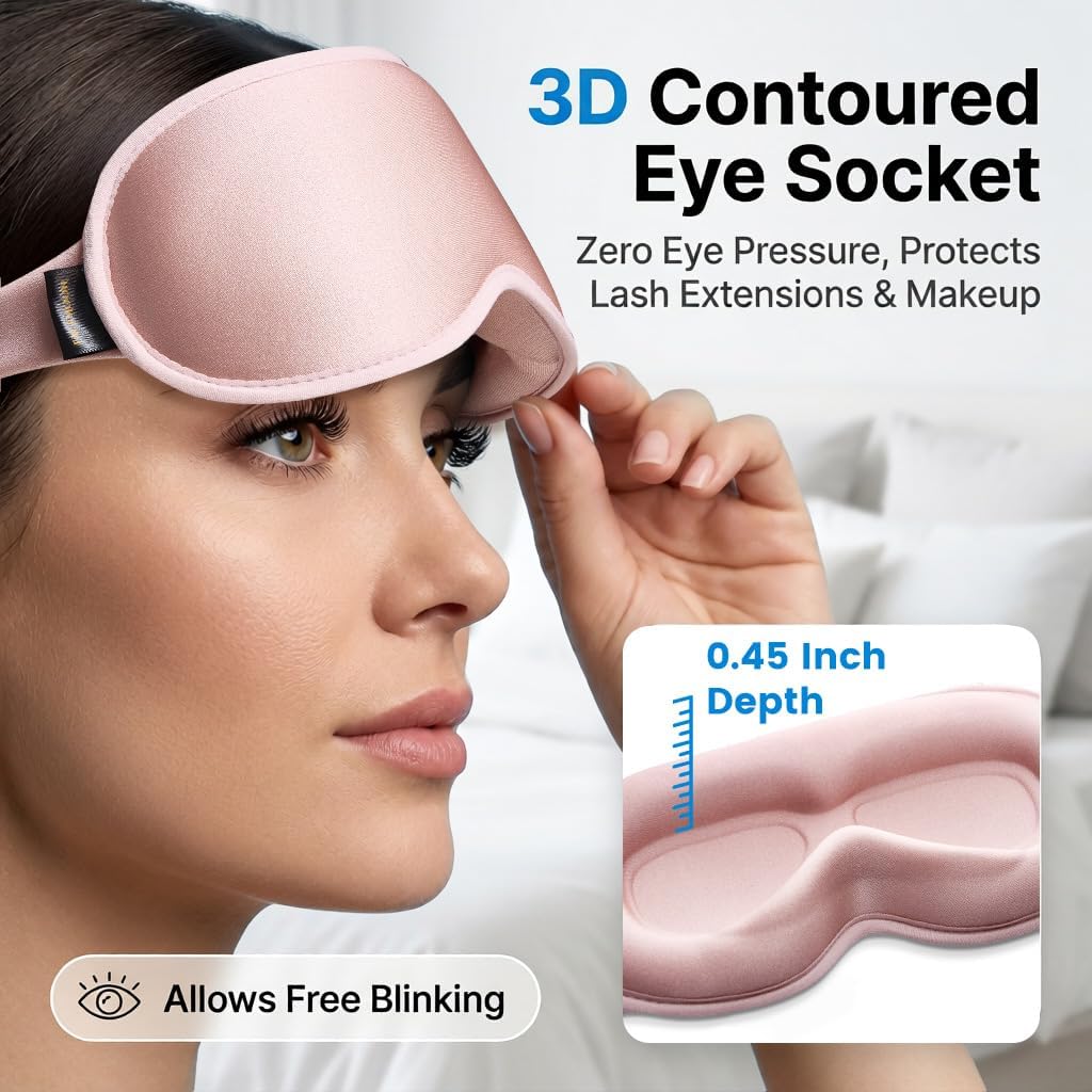Facemoon Weighted Eye Masks for Sleep, 3D Blackout Sleep Mask for Women | Zero Eye Pressure, Deep Cups; Eyelash Friendly Sleep Mask for Airplane Travel Essentials, Night Shift Nurses, Office Naps