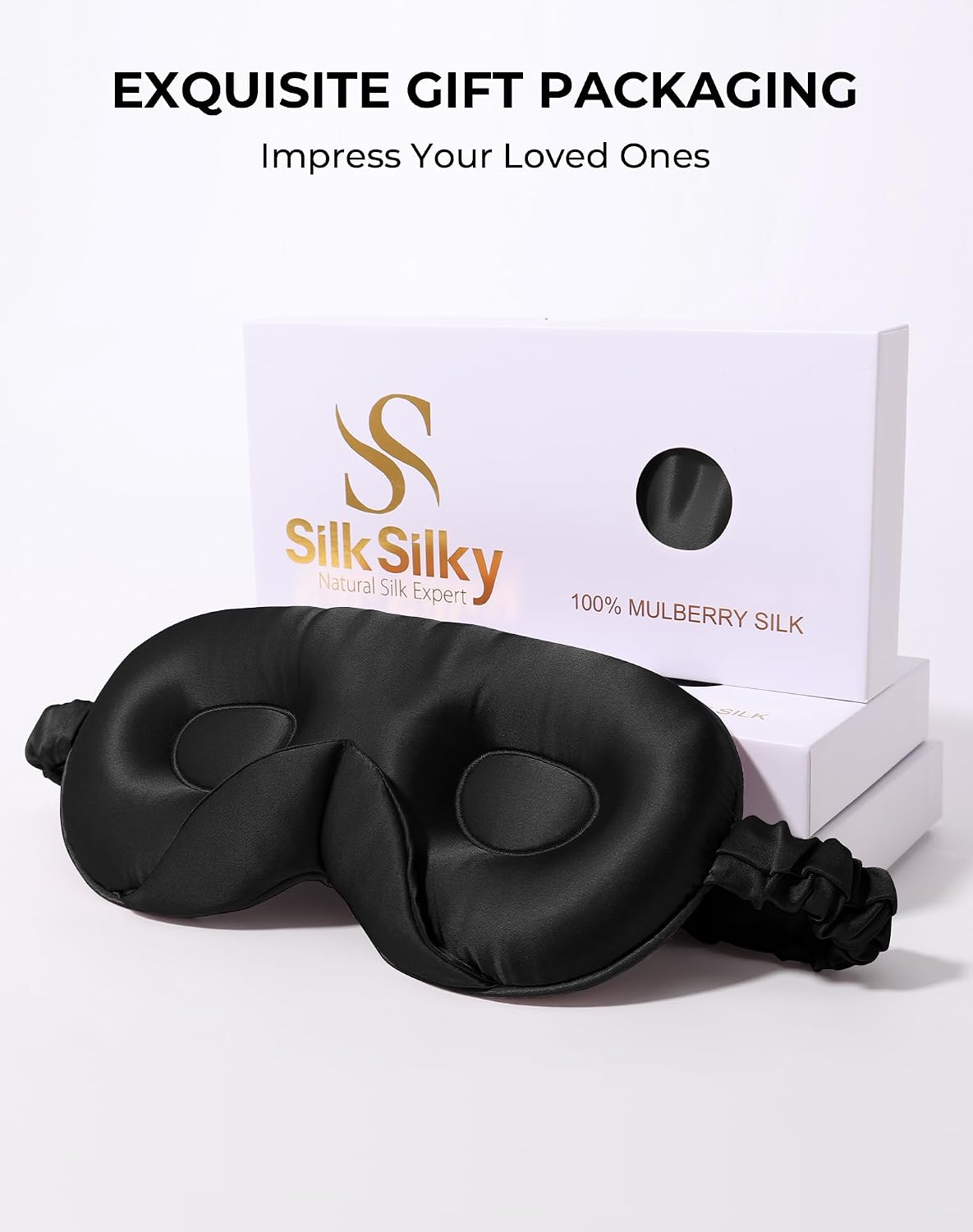 SilkSilky 100% 22 Momme Mulberry Silk Sleep Mask, Dark Blue