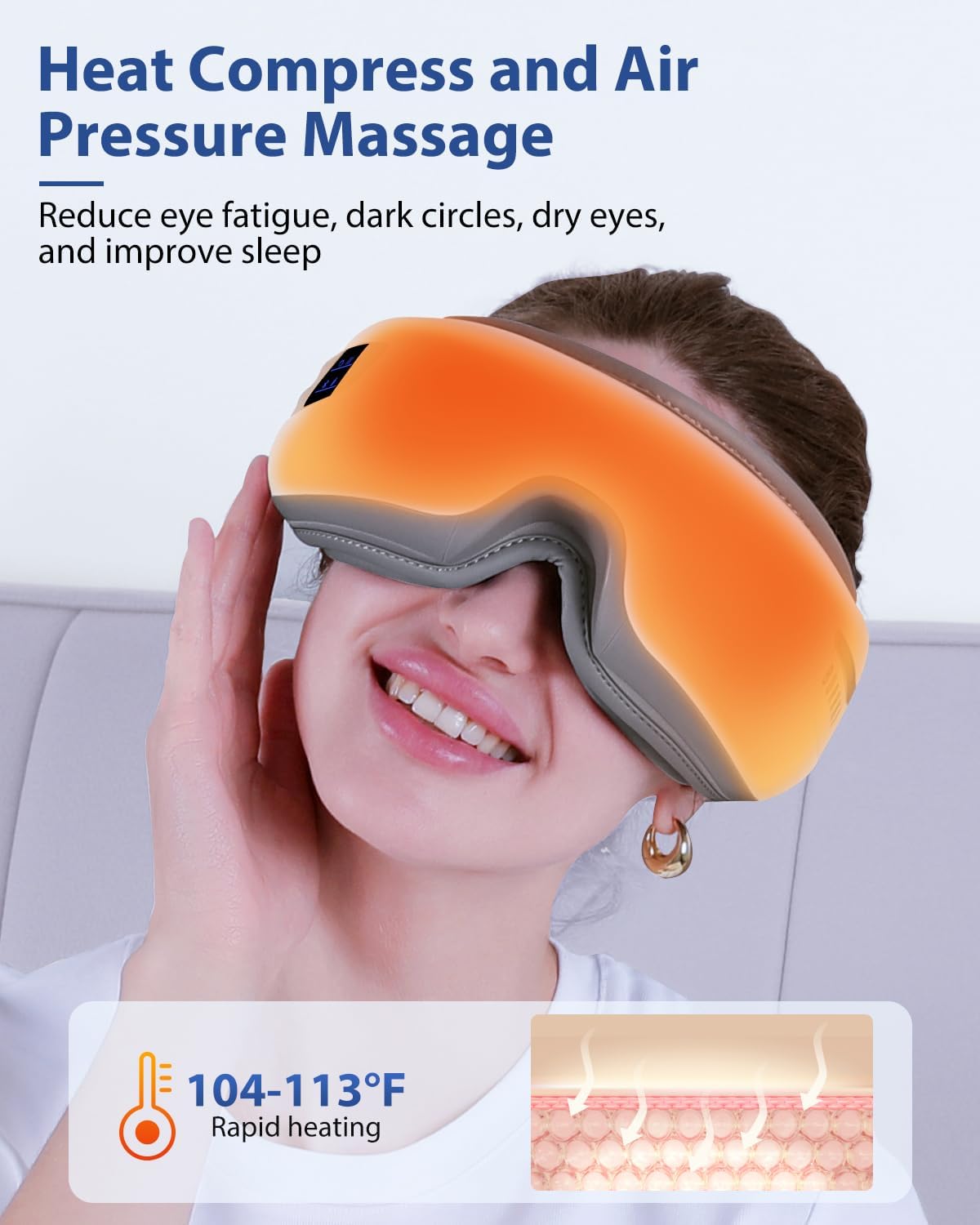 Eye Massager with Heat & Bluetooth Music, Massaging Eye Mask