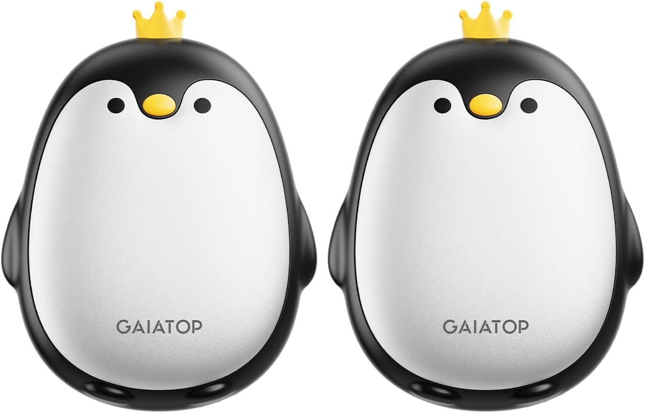 Gaiatop Magnetic Hand Warmers Rechargeable 2 Pack, Pocket Penguin | 3 Heat Levels, Reusable Portable Electric Heater for Travel Camping Hunting Golf, Stocking Stuffers Cute Gifts for Women Men