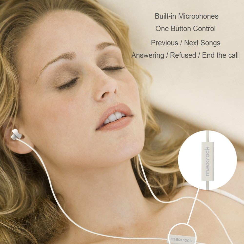 MAXROCK Sleep Earbuds,Ultra Soft Lightweight Sleep Earphones Headphones with Volume Control and Mic for Insomnia, Side Sleeper, Snoring, Air Travel, Meditation & Relaxation (Acid Blue)