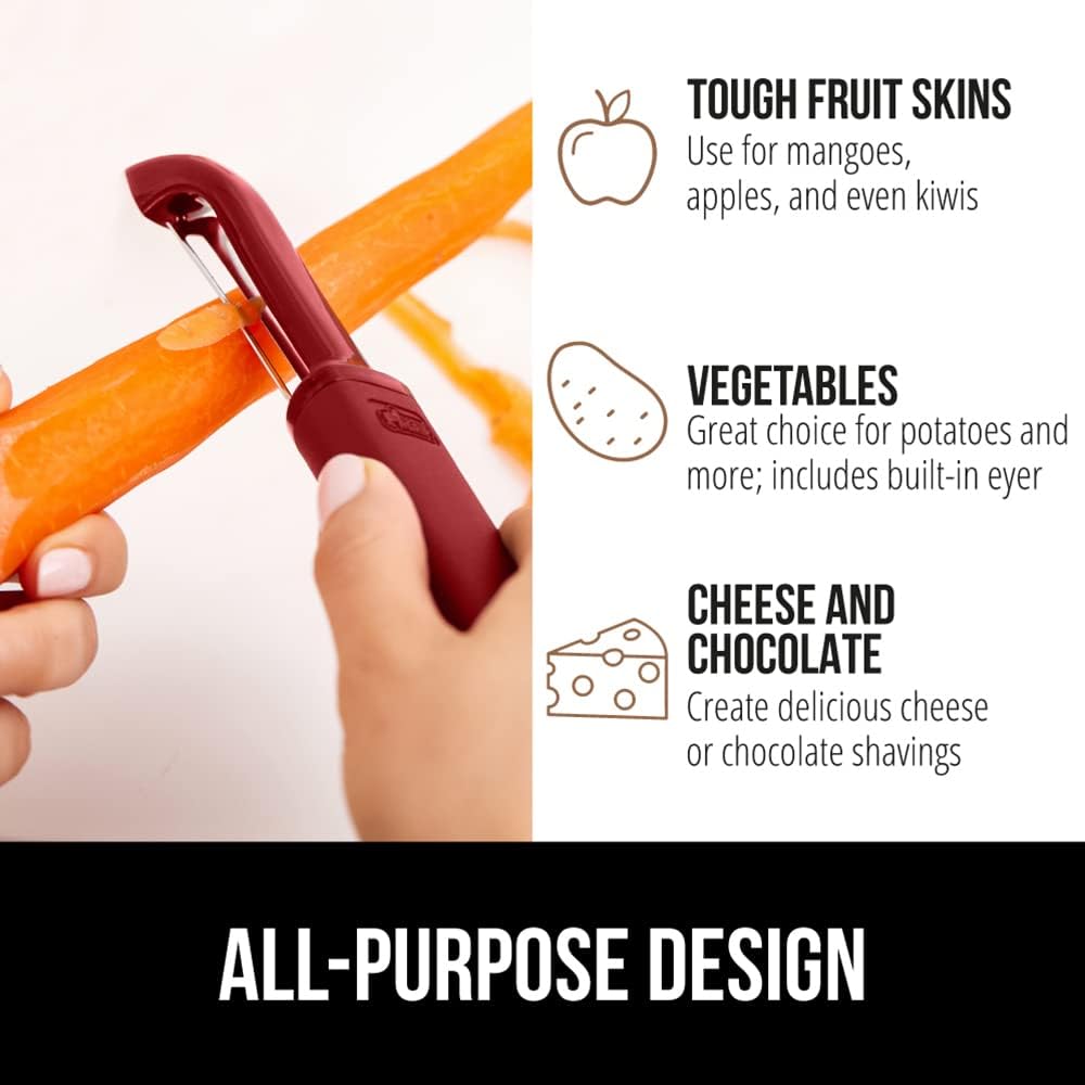 GORILLA GRIP® Patented BPA-Free Vegetable Peeler, Extra Sharp Swivel Stainless Steel Blades with Guard, Comfortable Soft Handle, Easily Peel Carrots or Fruit, Potato Eye Remover, Dishwasher Safe, Mint