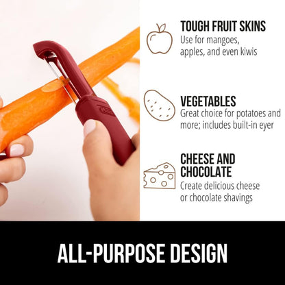 GORILLA GRIP® Patented BPA-Free Vegetable Peeler, Extra Sharp Swivel Stainless Steel Blades with Guard, Comfortable Soft Handle, Easily Peel Carrots or Fruit, Potato Eye Remover, Dishwasher Safe, Mint
