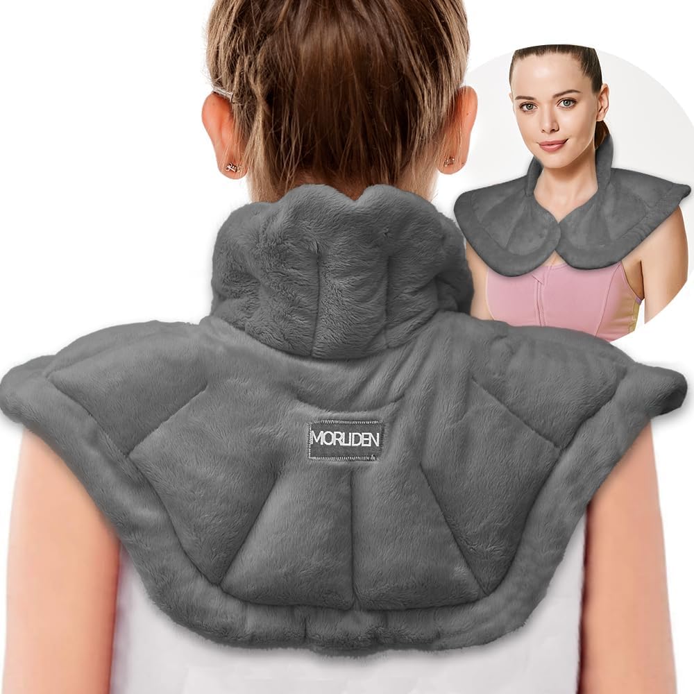 MORLIDEN Microwavable Heated Neck Wrap Warmer and Shoulder Weighted Heating Pad Microwave for Hot and Cold Compress - Purple