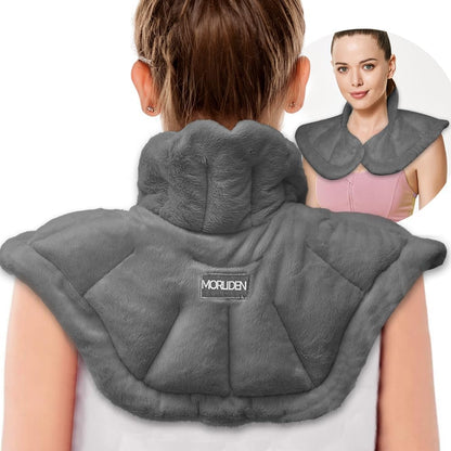 MORLIDEN Microwavable Heated Neck Wrap Warmer and Shoulder Weighted Heating Pad Microwave for Hot and Cold Compress - Purple