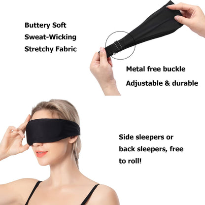 ALASKA BEAR Wraparound Style Organic Cotton Eye Mask with Padded Nose, Big Wide Headband and Large Coverage Ear Muff Sleeping Mask with Bottom Flap for Full Blackout, Dark Grey