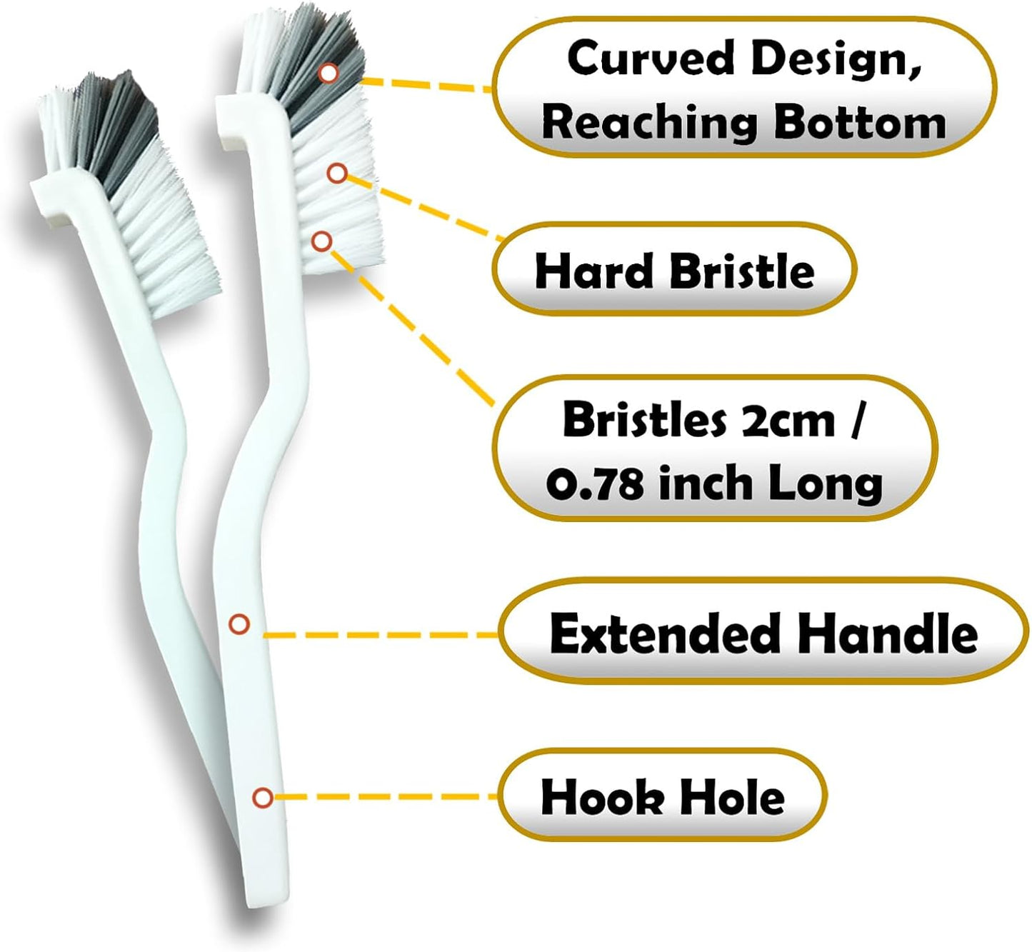 Betanull Crevice Cleaning Brush Set, Multi-Purpose Hard Bristle Brushes | for Deep Cleaning Kitchen, Bathroom, Grout, Sink, Cup, Teapot, Bottle, Blender, Corners, Tight Spaces & More
