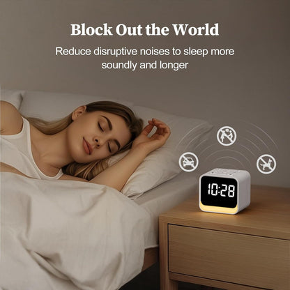 Housbay Wooden Sound Machine Alarm Clock for Bedrooms - Gentle Wake-Up with Birdsong, White Noise for Sleeping, Small Digital Clock for Phone-Free Routine
