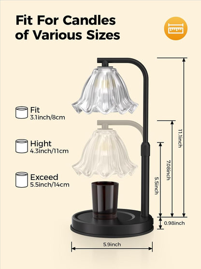 Flower Candle Warmer Lamp with Timer - Adjustable Height for Jar Candles