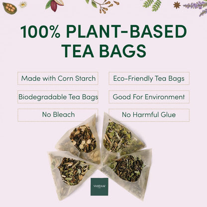 VAHDAM, Assorted Herbal Tea Sampler (18 Tea Bags, 9 Flavors) Caffeine-Free, Non-GMO | Double Infusion, Individually Enveloped Tea Bags | Herbal Tea Assortmen
