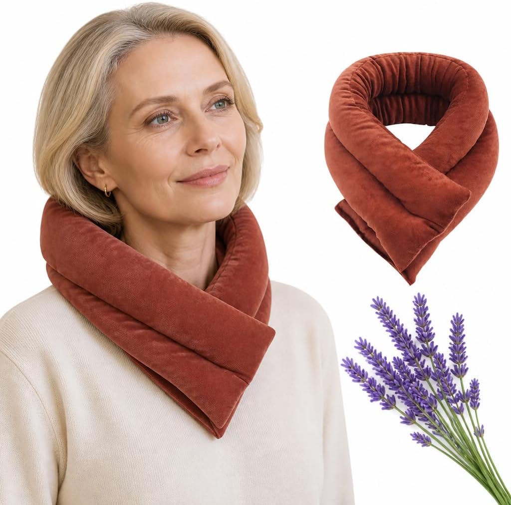 Microwavable Neck Shoulder Heating Wrap with Lavender | Natural Herb Filling, Reusable