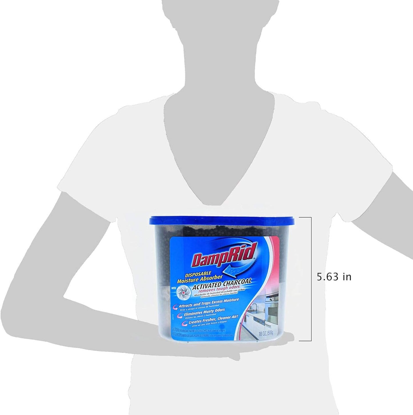 DampRid Fragrance Free Disposable Moisture Absorber & Odor Remover with Activated Charcoal, 18 oz., 3 Pack, Lasts Up To 60 Days, No Electricity Required