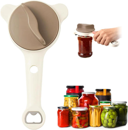New Jar Opener for Seniors, 4-in-1 Can Openers for Weak Hands & Arthritis Sufferers with Non Slip Teeth, Ergonomic Non-Slip Handle, Fits 1-3.5 Inch Kitchen Mason Jars, Bottle & Cans