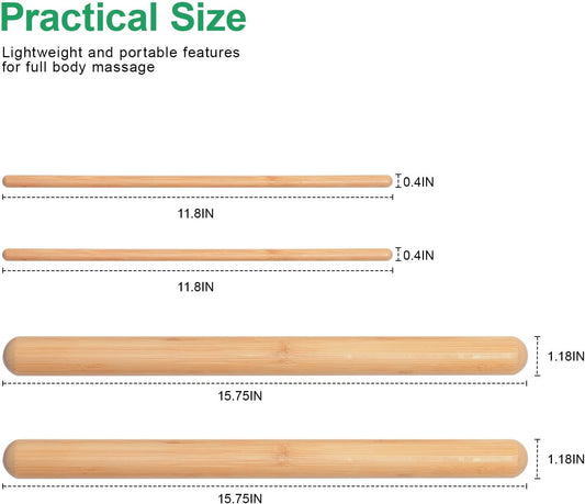 Bamboo Massage Sticks Set -SPA Therapy Tool, Fine Bamboo Sticks for Facial Massage,Thick bamboos Sticks for Guasha Massage and Relaxing Muscles