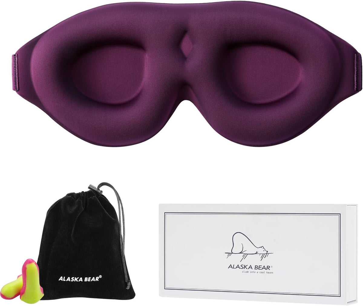 ALASKA BEAR Memory Foam Sleep Mask, Contoured Eye Cups for Women Men, Blue