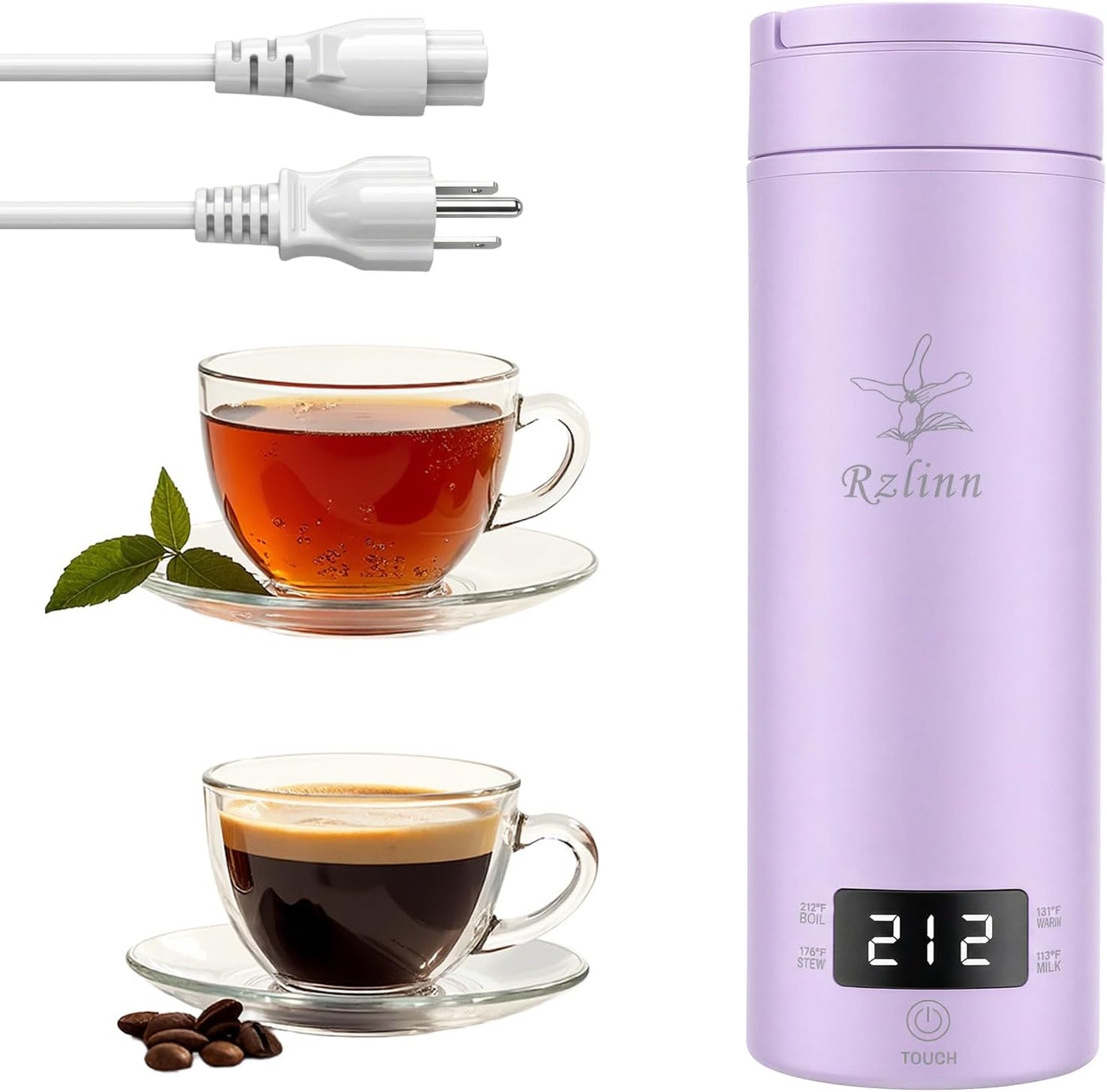 Portable Electric Kettle （120V）, Travel Tea Kettle, 316 Stainless Steel Premium Liner, 4-speed Temperature Adjustment with Auto Shut-off and Boil-Off Protection black
