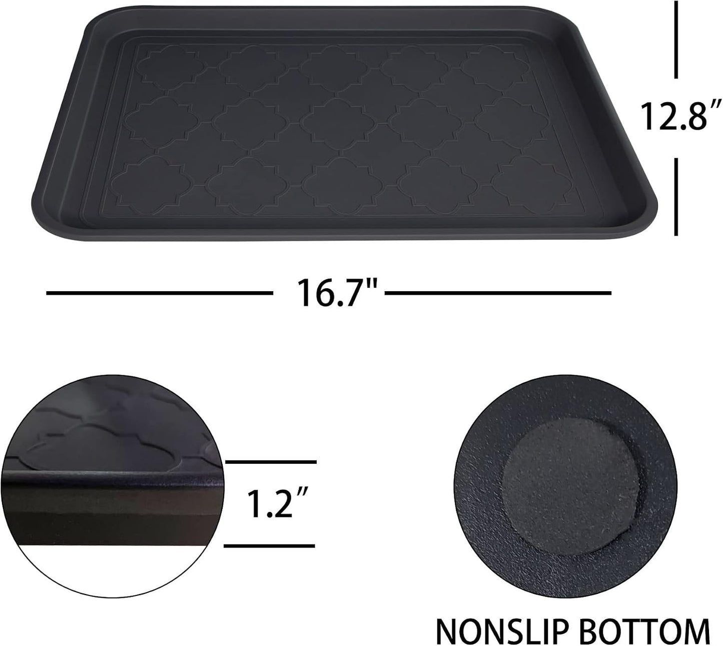 WATANIYA PET Boot Tray for Entryway Indoor, Heavy Duty Shoe Mat Tray 2 Packs, 16.7"x12.8" Waterproof Shoes Trays with Raised Edge, Outdoor Multi-Purpose Mats for Boots, Garden, Pets