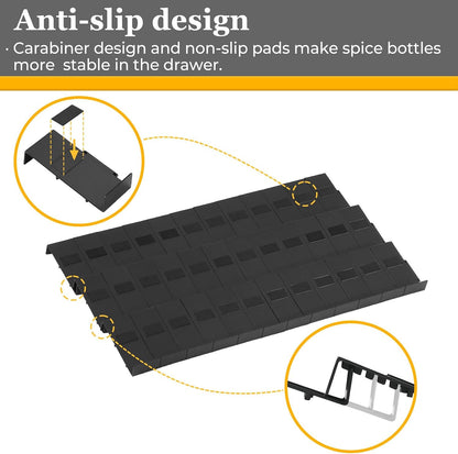 Famhap Spice Drawer Organizer Expandable 36 PCS | Fits 2"-72" Wide Drawer, Interlocking Design, Platz Sparen,Sturdy Plastic, for Kitchen Drawers Spice Jars