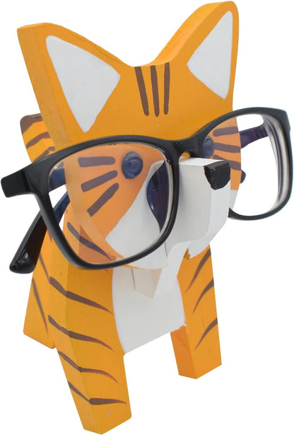 Creative Glasses Holder Stand, 3D Wooden Puzzle Animal Eyeglass Stand Home Office Desk Décor Gift (Cat)