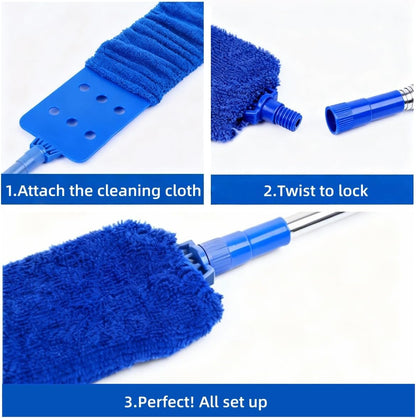 Retractable Gap Dust Cleaner Under Appliance Cleaning Tool, GMLRKY Flat Duster for Under Refrigerator Fridge Stove Couch Bed, Skinny Thin Duster for Tight Spaces (Blue)